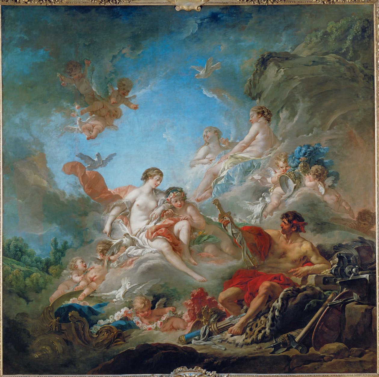 Vulcan esittää Venukselle aseita Enealle ... tekijältä François Boucher
