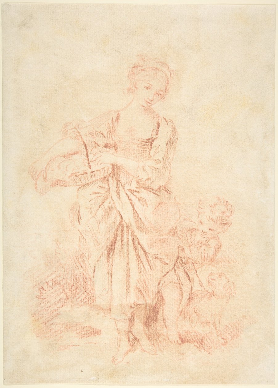 Nuori tyttö, poika ja koira tekijältä François Boucher