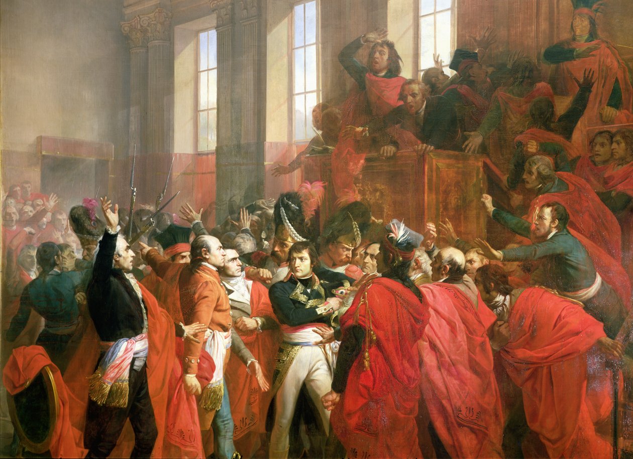 Bonaparte ja viidensadan neuvosto St. Cloudissa, 10. marraskuuta 1799, 1840 (yksityiskohta 50509) tekijältä Francois Bouchot