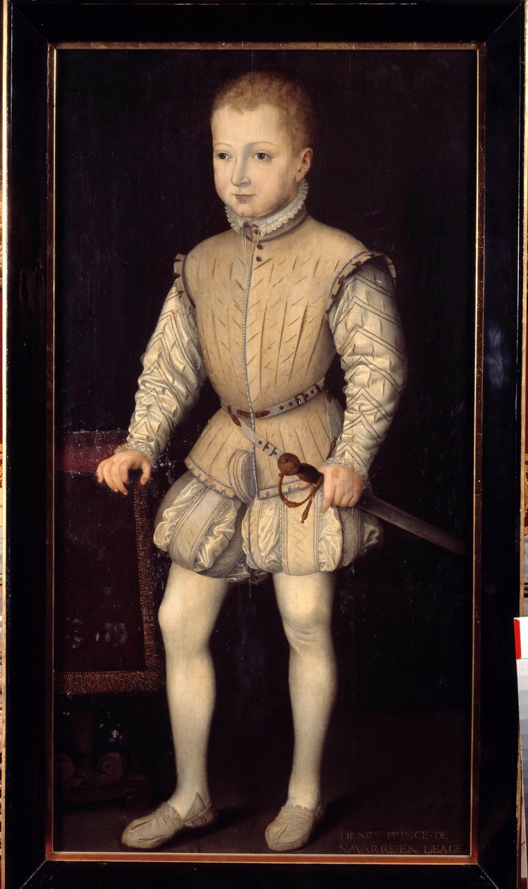 Muotokuva Henrik IV:stä Navarralaisesta (1553-1610), 4-vuotiaasta lapsesta hänen ollessaan Pariisissa vanhempiensa luona vuonna 1557, sitten Navarran prinssi, Francois Bunel II:n maalaus (noin 1552-ennen 1599). 1557. Dim. 1,25x0,64 m. Versailles, Versaille tekijältä Francois Bunel
