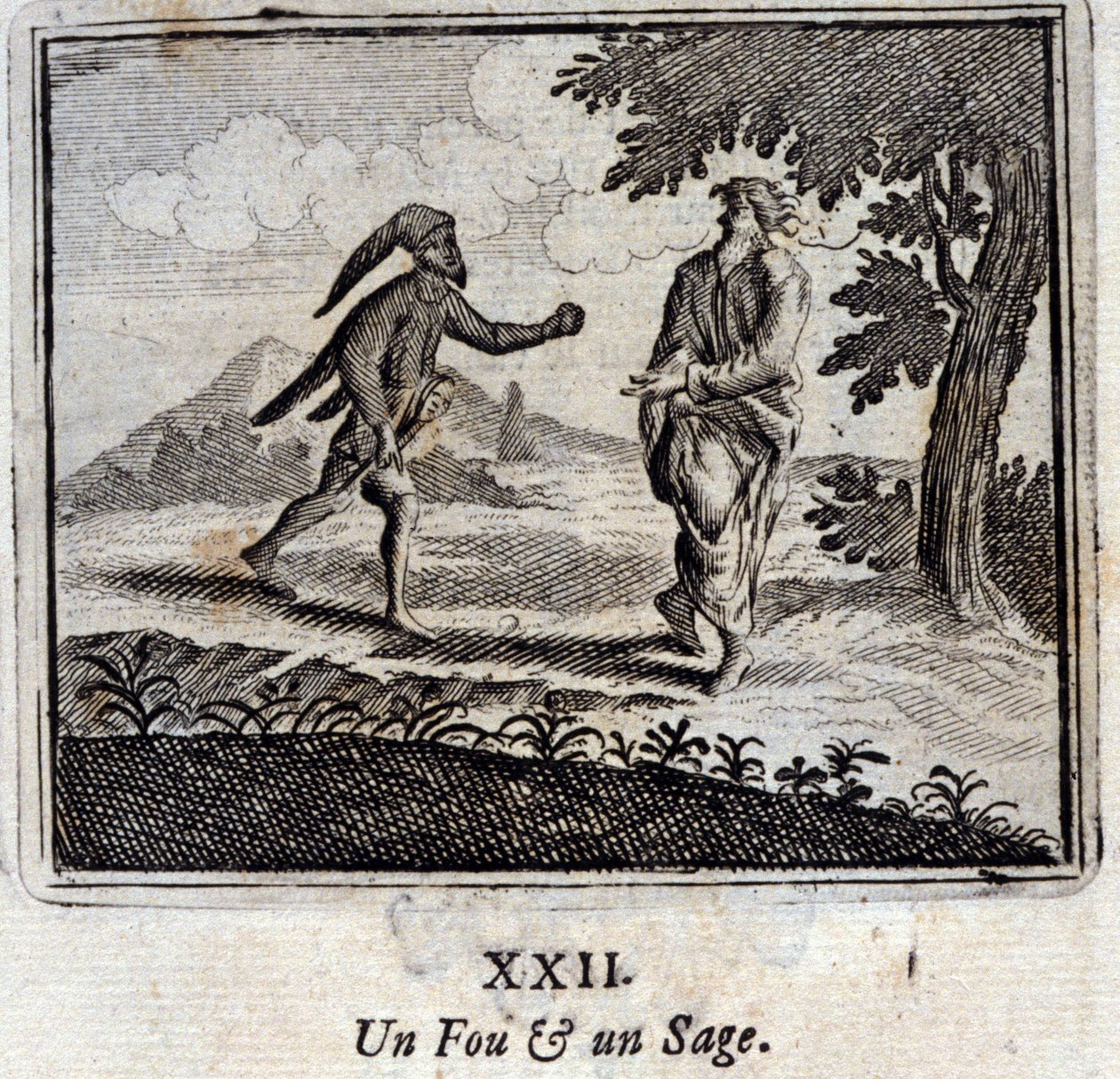 Hullu ja viisas. Jean de La Fontainen (1621-95) sadut. Kuvitus: François Chauveau (1613-1676). Painos vuodelta 1728. tekijältä Francois Chauveau