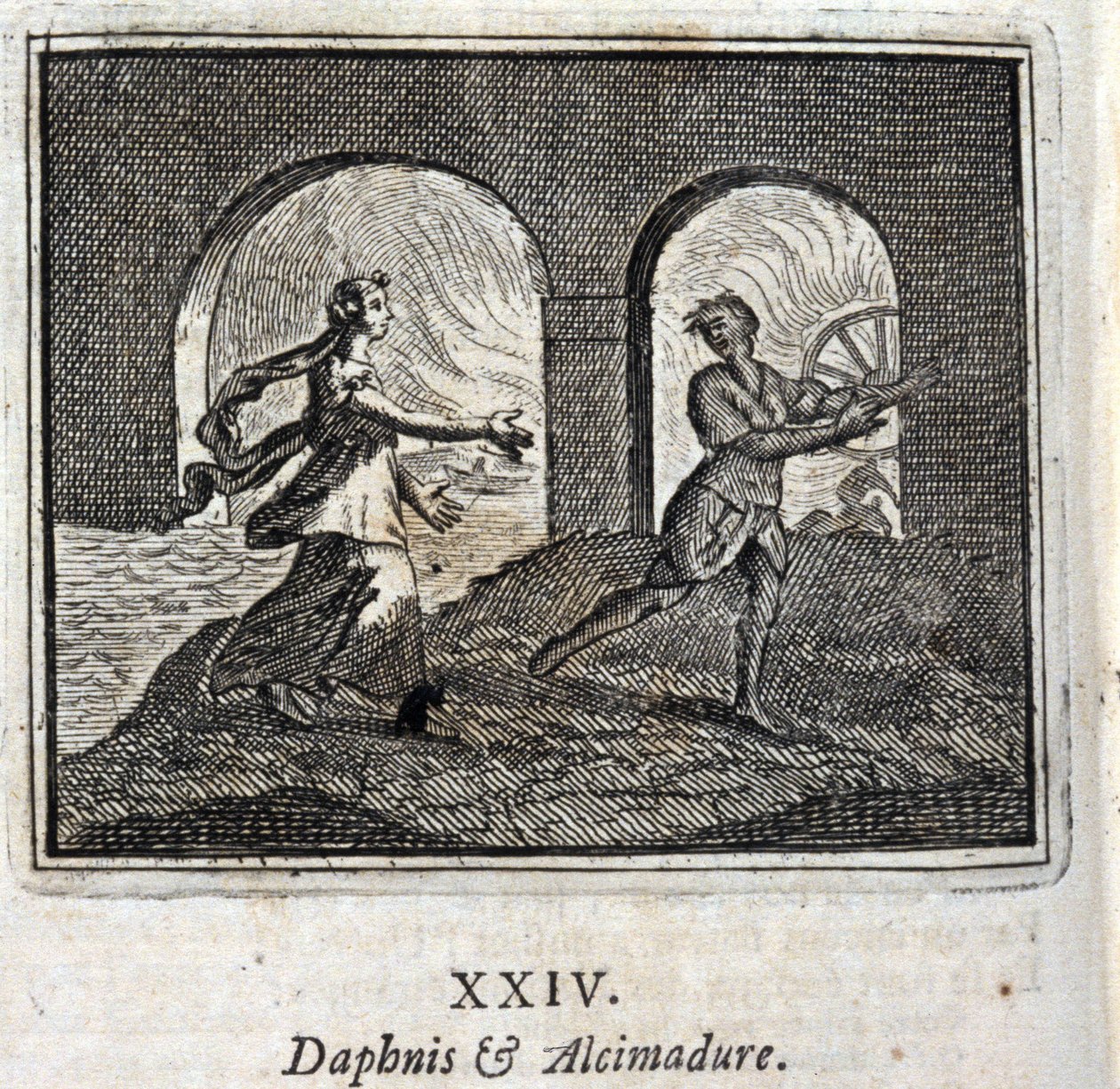 Daphnis ja Alcimadura. Jean de La Fontainen (1621-95) sadut. Kuvitus: François Chauveau (1613-1676). Painos vuodelta 1728. tekijältä Francois Chauveau