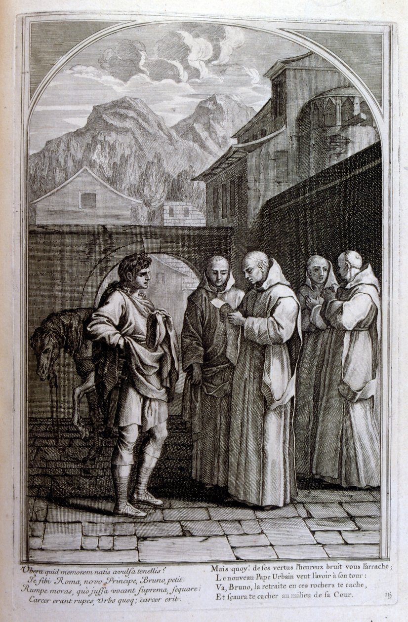 Kaiverrus Francois Chauveau 1680 "St Brunon elämä" Chartreux