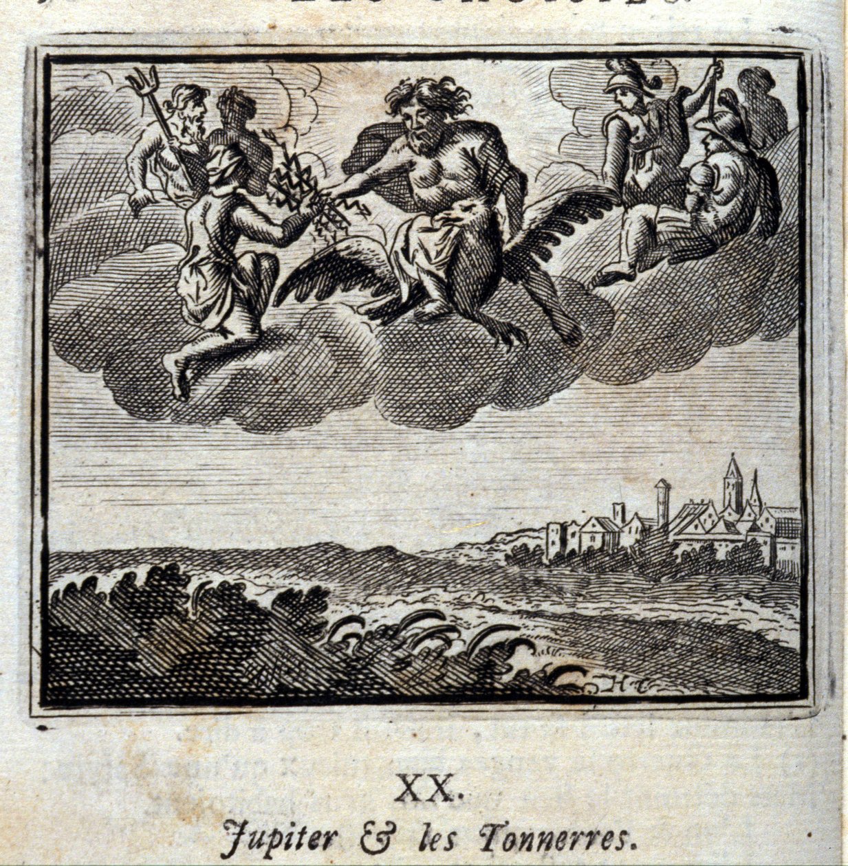 Jupiter and the Thunners. Jean de La Fontainen (1621-95) tarinat. Kuvitus: François Chauveau (1613-1676). Painos vuodelta 1728. tekijältä Francois Chauveau