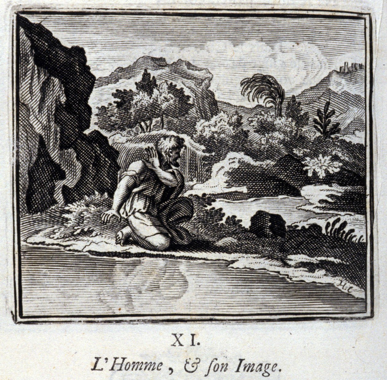 Mies ja hänen kuvansa. Jean de La Fontainen (1621-95) sadut. Kuvitus: Francois Chauveau (1613-1676). Painos vuodelta 1728. tekijältä Francois Chauveau