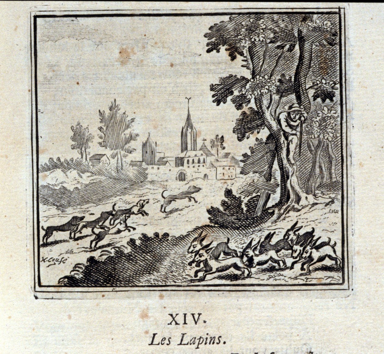 Kanit. Jean de La Fontainen (1621-95) sadut. Kuvitus: François Chauveau (1613-1676). Painos vuodelta 1728. tekijältä Francois Chauveau