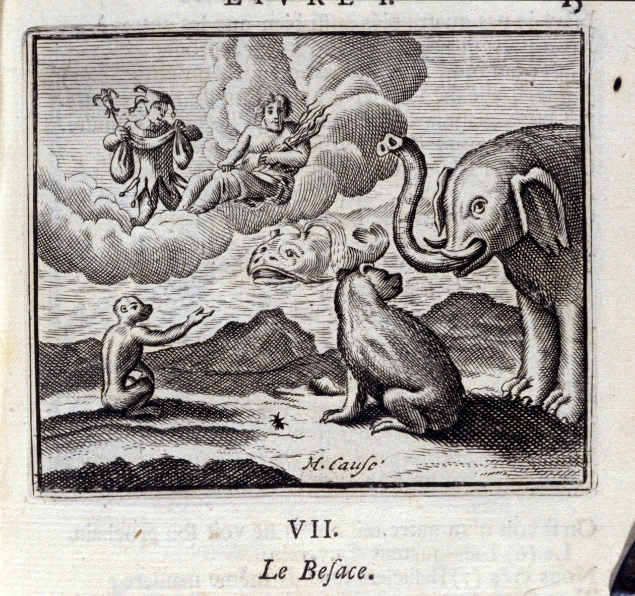 Laukku. Jean de La Fontainen (1621-95) sadut. Kuvitus: François Chauveau (1613-1676). Painos vuodelta 1728. tekijältä Francois Chauveau