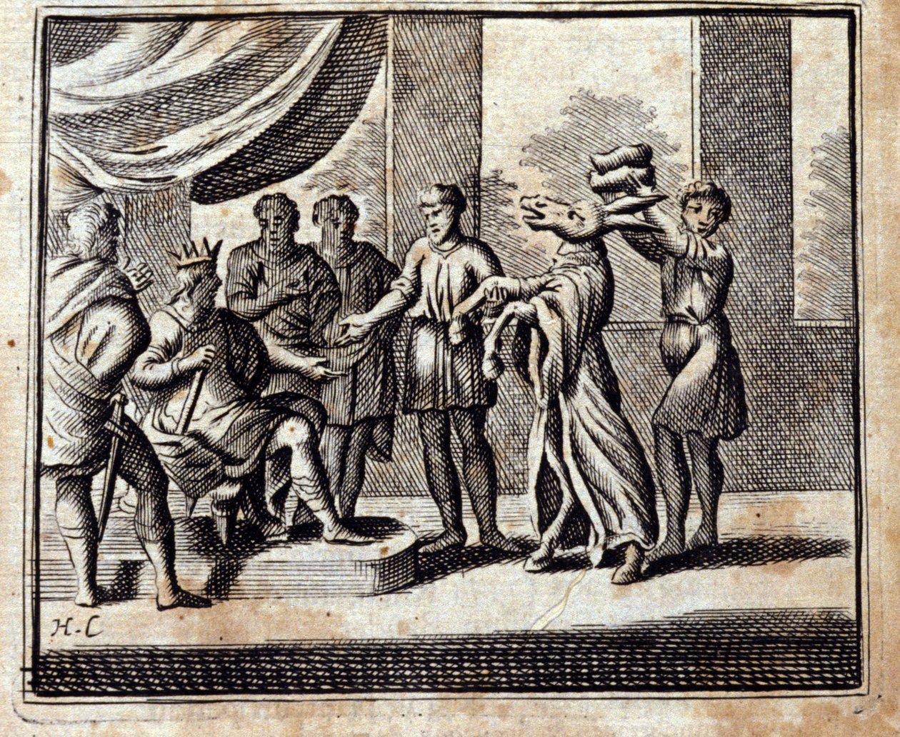 Charlatan. Jean de La Fontainen (1621-95) sadut. Kuvitus: François Chauveau (1613-1676). Painos vuodelta 1728. tekijältä Francois Chauveau