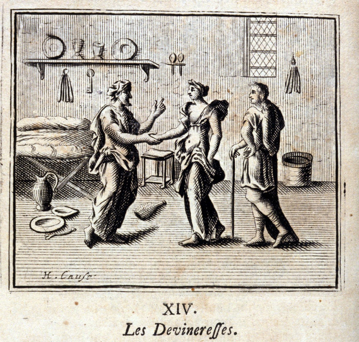 Devineressat. Jean de La Fontainen (1621-95) sadut. Kuvitus: François Chauveau (1613-1676). Painos vuodelta 1728. tekijältä Francois Chauveau
