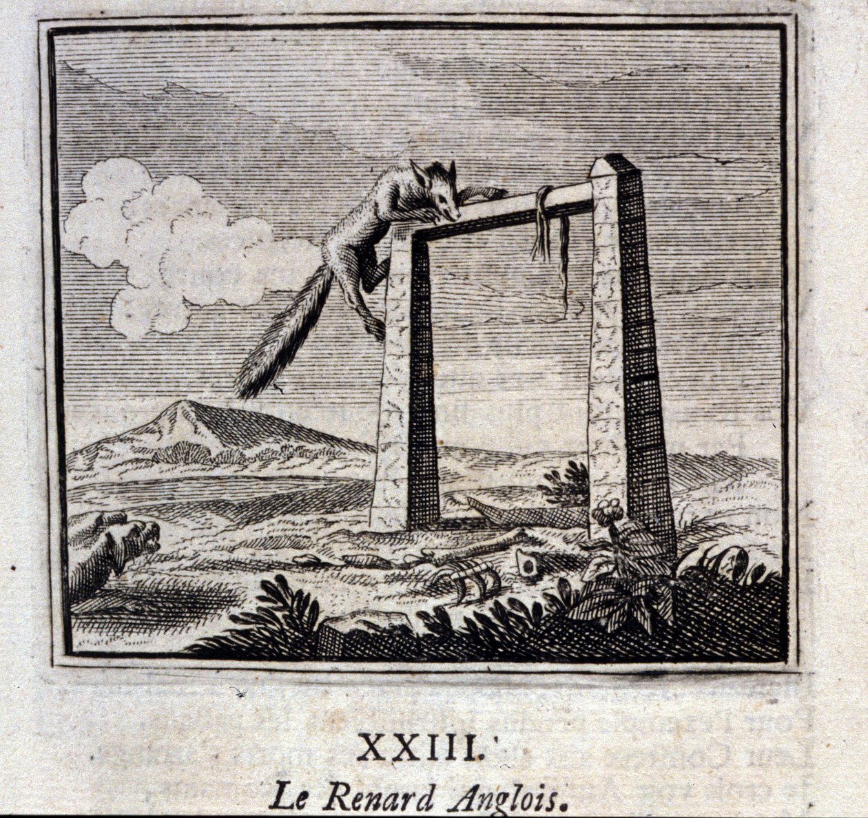 Englantilainen kettu. Jean de La Fontainen (1621-95) sadut. Kuvitus: François Chauveau (1613-1676). Painos vuodelta 1728. tekijältä Francois Chauveau
