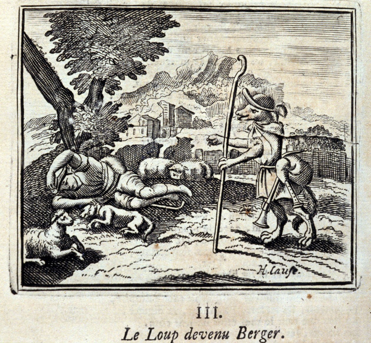 Sudesta tuli Berger.Fables Jean de La Fontainen (1621-95). Kuvitus: François Chauveau (1613-1676). Painos vuodelta 1728. tekijältä Francois Chauveau