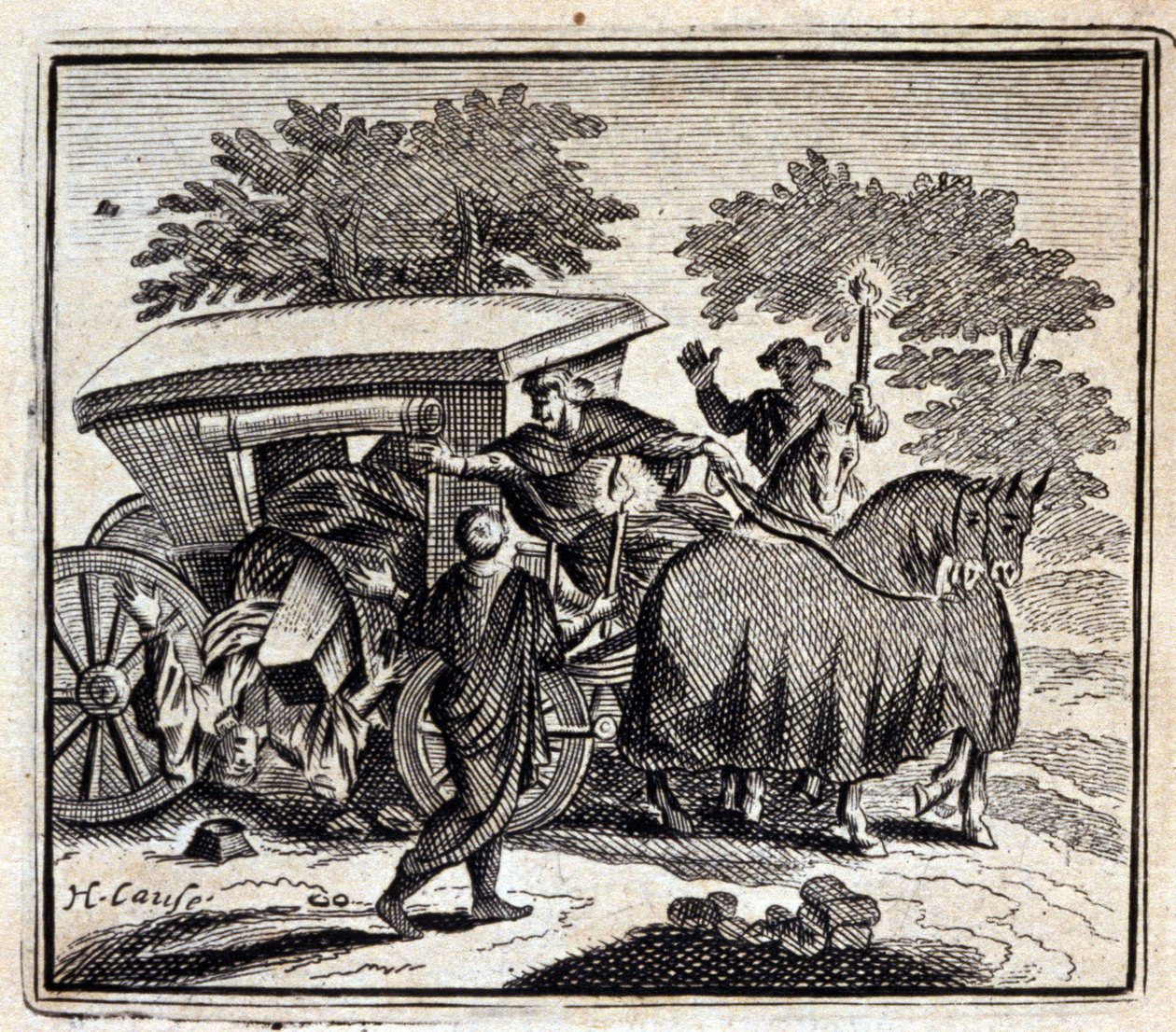 Parannus ja kuolema. Jean de La Fontainen (1621-95) sadut. Kuvitus: François Chauveau (1613-1676). Painos vuodelta 1728. tekijältä Francois Chauveau