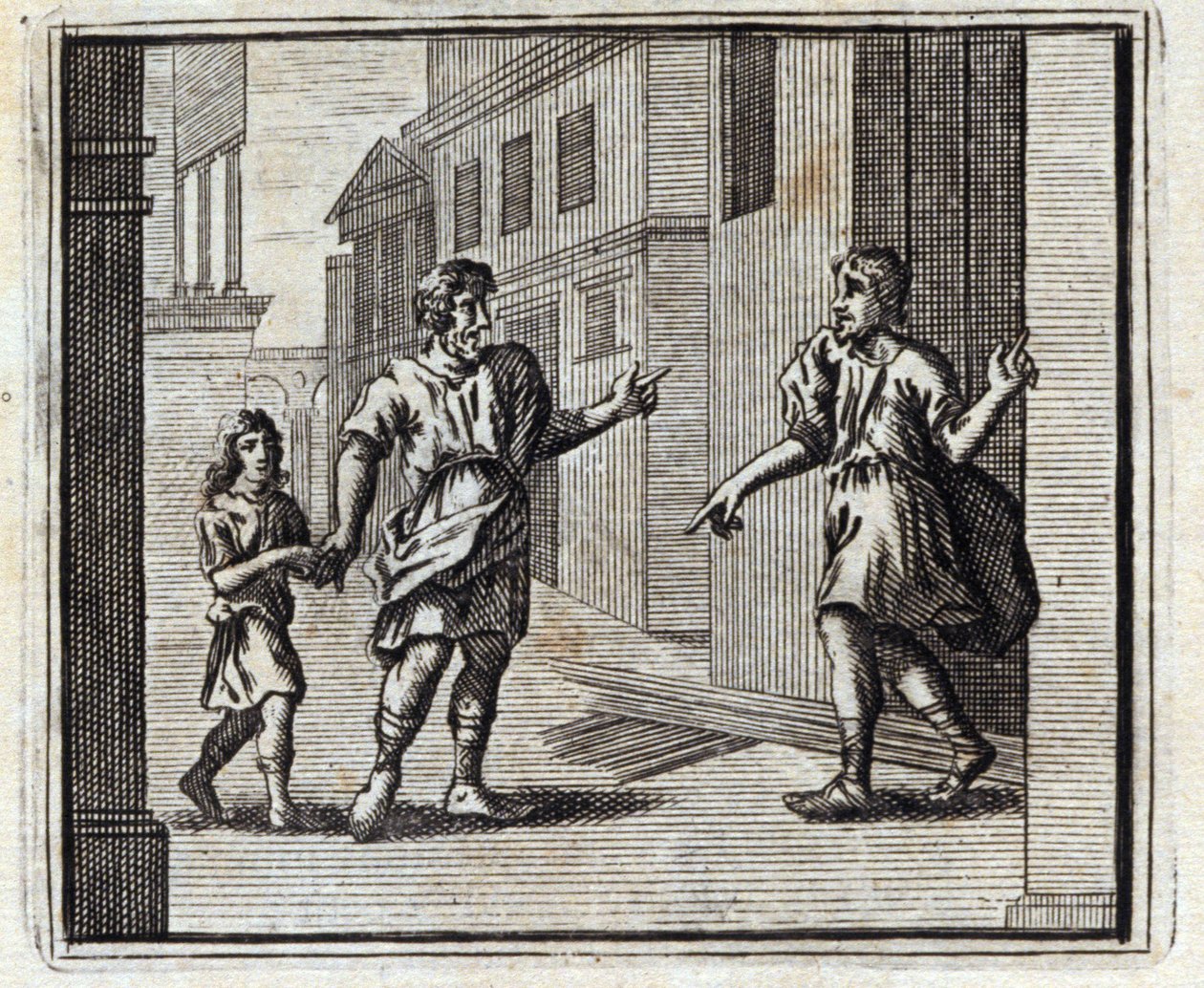 Säilytysyhteisö on uskoton. Jean de La Fontainen (1621-95) sadut. Kuvitus: François Chauveau (1613-1676). Painos vuodelta 1728. tekijältä Francois Chauveau