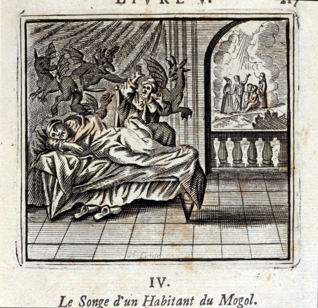 Mogulin asukkaan unelma. Jean de La Fontainen (1621-95) sadut. Kuvitus: Francois Chauveau (1613-1676). Painos vuodelta 1728. tekijältä Francois Chauveau