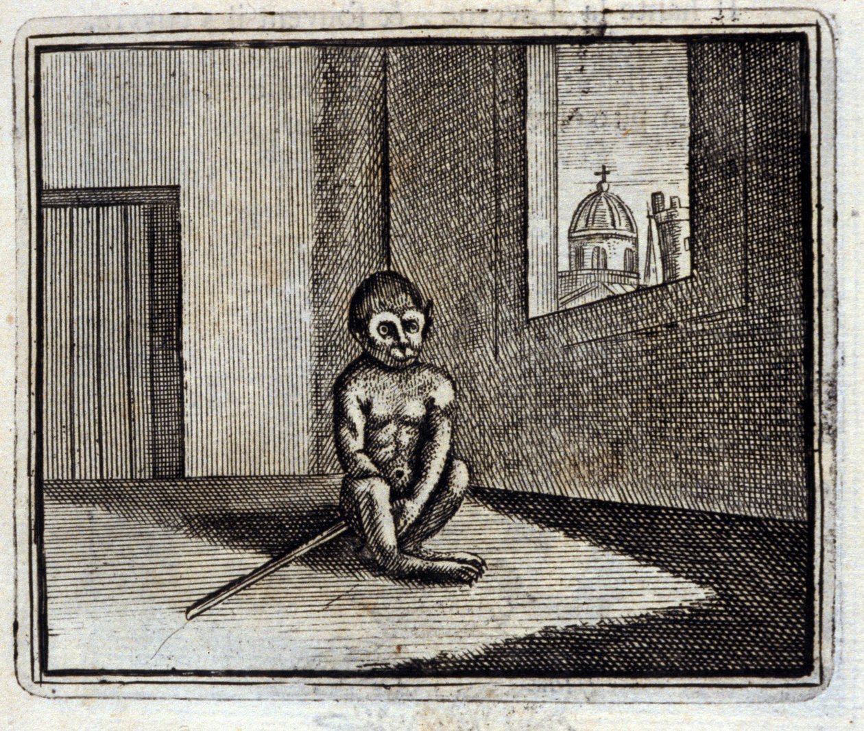 Apina. Jean de La Fontainen (1621-95) sadut. Kuvitus: François Chauveau (1613-1676). Painos vuodelta 1728. tekijältä Francois Chauveau