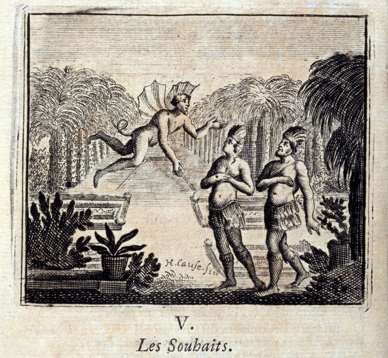 toiveita. Jean de La Fontainen (1621-95) sadut. Kuvitus: François Chauveau (1613-1676). Painos vuodelta 1728. tekijältä Francois Chauveau