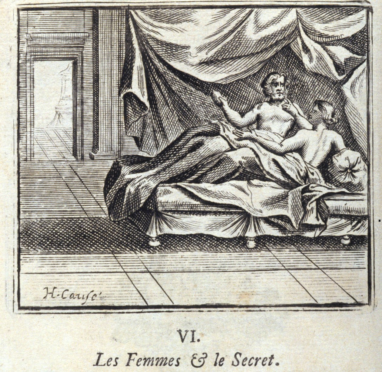Naiset ja salaisuus. Jean de La Fontainen (1621-95) sadut. Kuvitus: Francois Chauveau (1613-1676). Painos vuodelta 1728. tekijältä Francois Chauveau