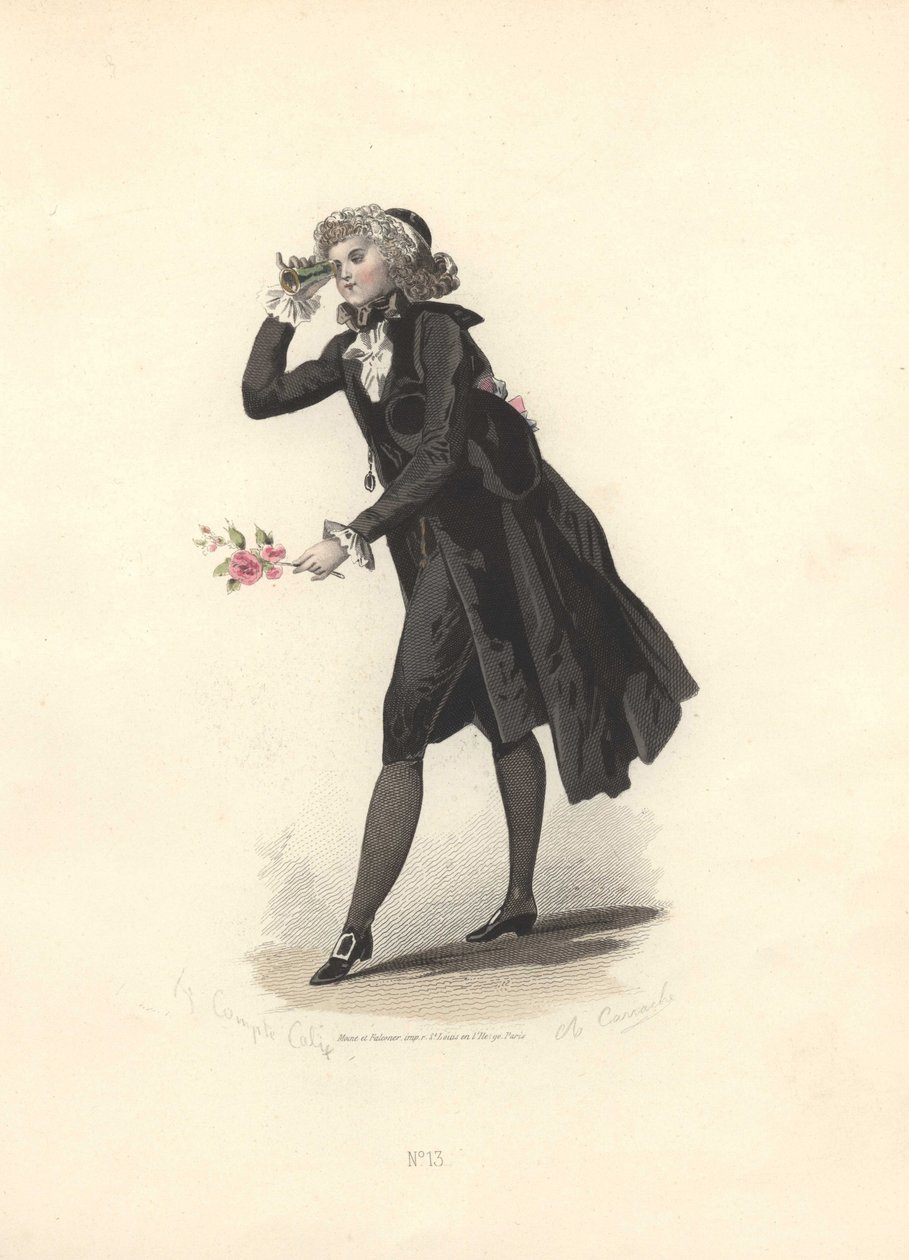 Dandy lorgnetten kanssa, Marie Antoinetten aikakausi. tekijältä Francois Claudius Compte Calix