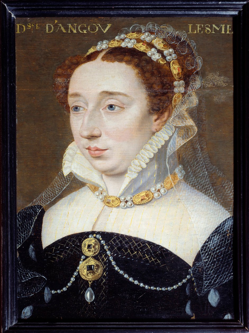 Ranskalaisen Dianen, Angoulemen herttuattaren (1538-1619), Henri IV:n laillisen tyttären muotokuva Francois Clouet