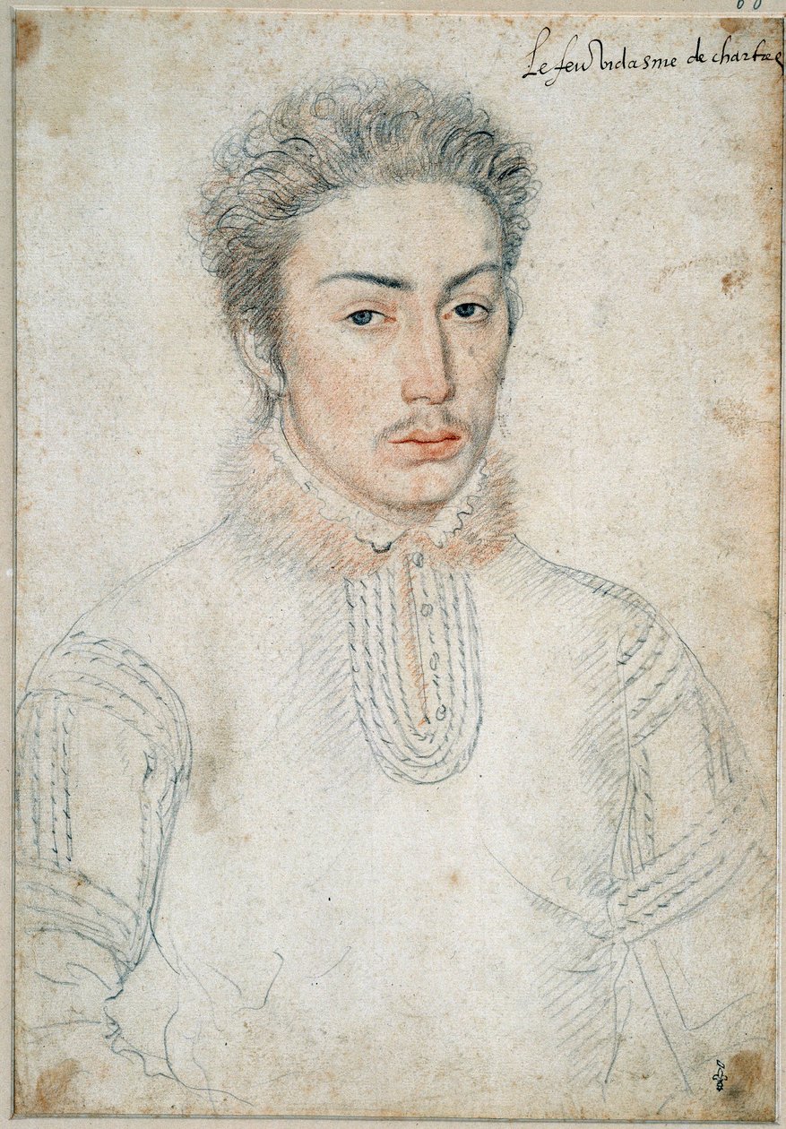 Chartresin varakreivi Francois de Vendomen muotokuva (1523 - 1560) Francois Clouet (1515-1572) piirtää mustan kiven ja veren tekijältä François Clouet