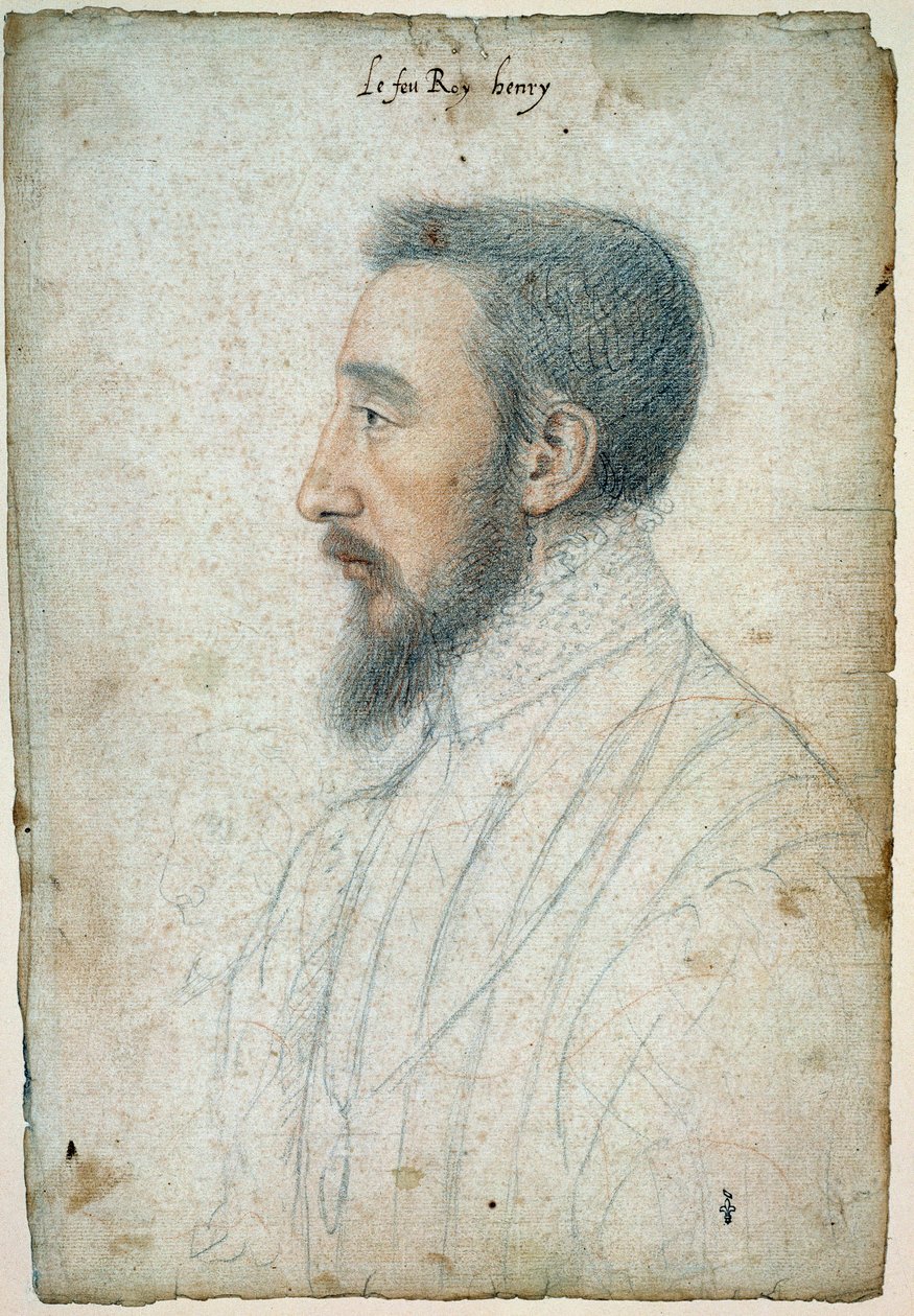 Henry II:n, Ranskan kuninkaan (1519 - 1559), muotokuva noin 1547. Clouet Francois