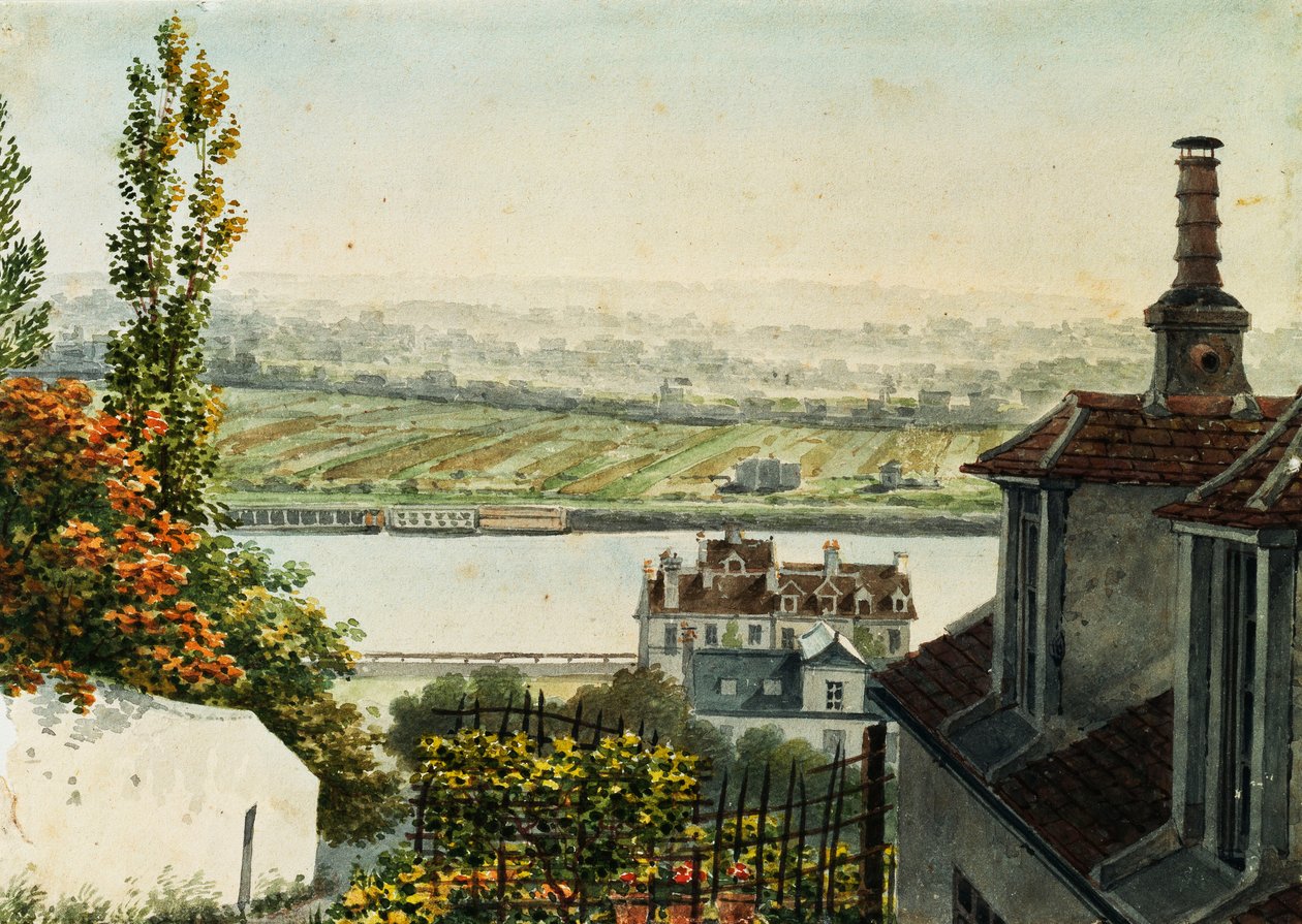 Näkymä Seine-joelle Saint Cloudin korkeuksista, 1791 tekijältä Francois Debret