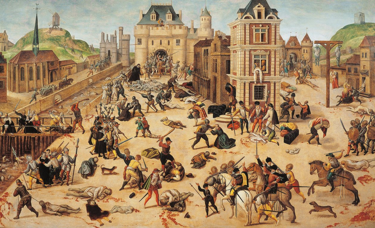Pyhän Bartolomeuksen päivän verilöyly, n. 1572-1584 (öljy paneelille) tekijältä Francois Dubois