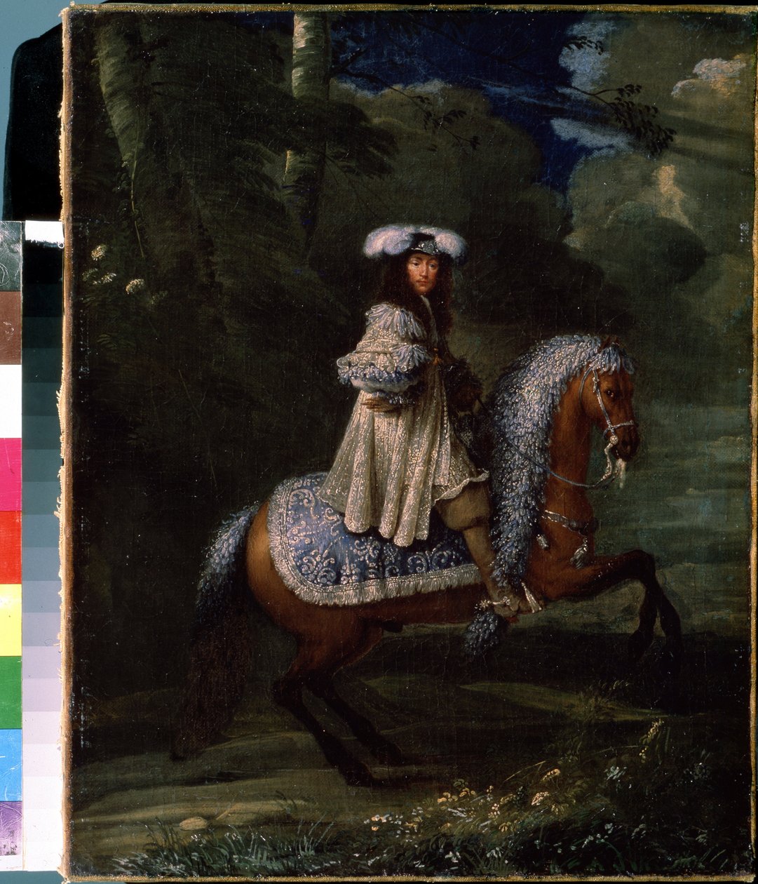 Hevosmies sinisessä (Louis XIV:n ratsastusmuotokuva, noin 1670, öljy kankaalle) tekijältä Francois Duchatel