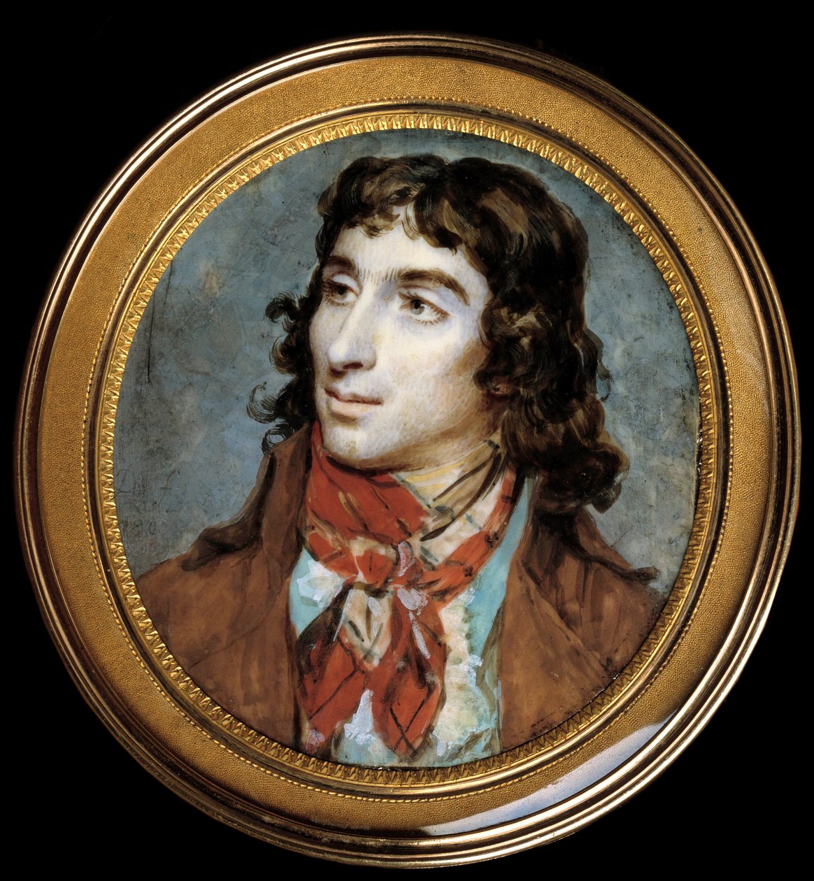 Camille Desmoulinsin (1760-1794) muotokuva. Francois Dumontin (1751-1831) pienoismaalaus? Halkaisija 0,065 m. - Camille Desmoulinsin (1760-1794) muotokuva. Miniatyyri. Francois Dumontin (1751-1831) maalaus? 0,065 m. Louvre-museo, Pariisi tekijältä Francois Dumont