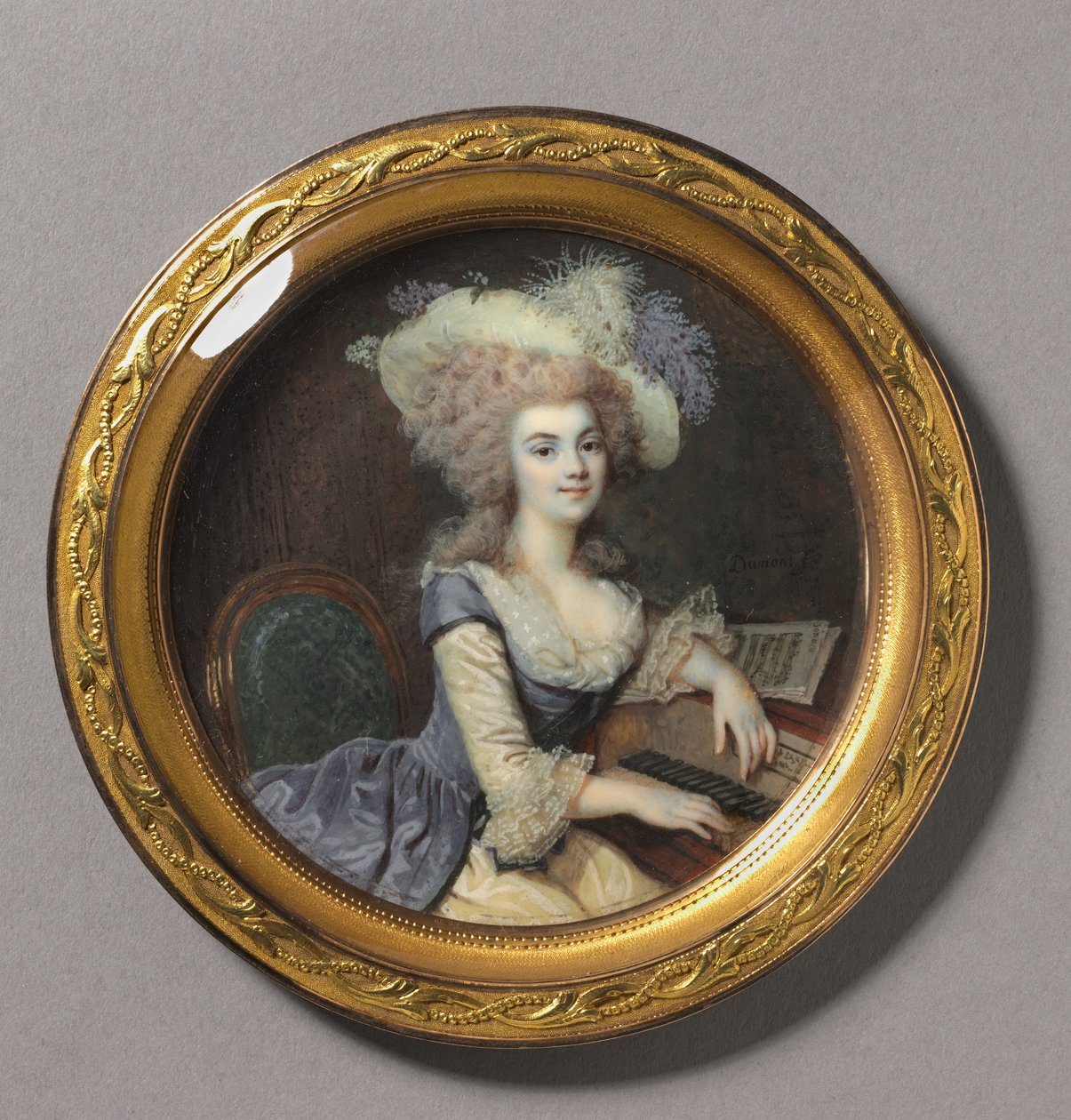 Naisen muotokuva cembalossa, n. 1788 tekijältä Francois Dumont