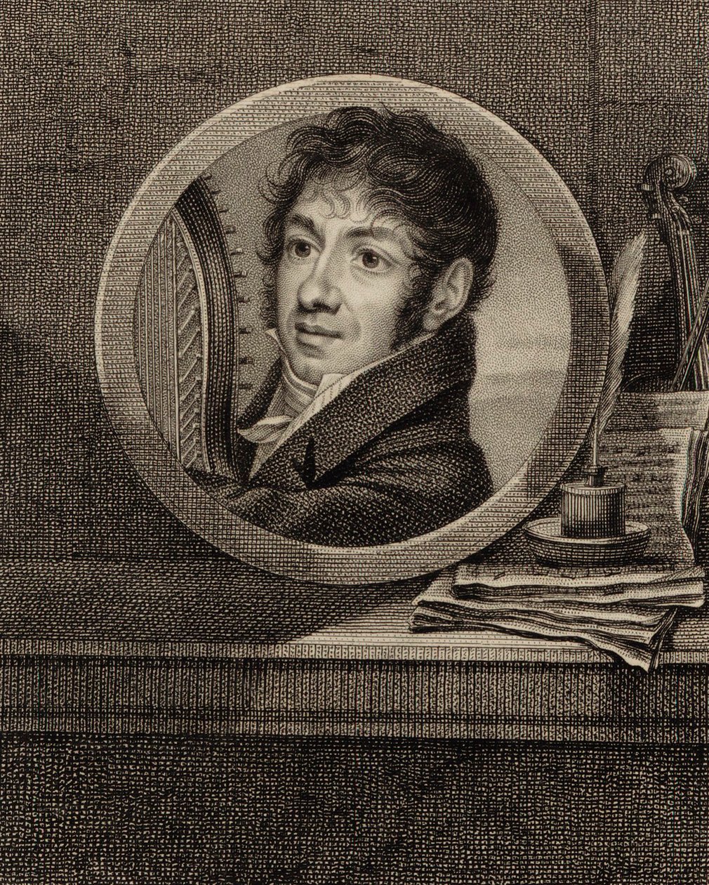 Harpisti ja säveltäjä Jean-Aimé Vernierin muotokuva 1769-1840, n. 1800. tekijältä Francois Dumont
