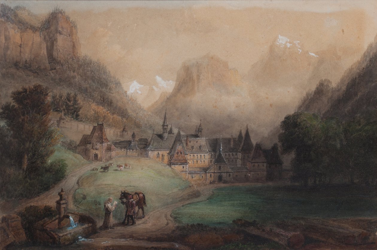 La Grande Chartreuse 1869 (akvarelli paperille) tekijältä Francois Edme Ricois