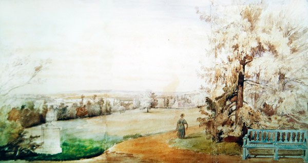Näkymä Monsieur Geruinin puistoon Marly-le-Roissa, 1837 (wc paperilla) tekijältä Francois Edme Ricois