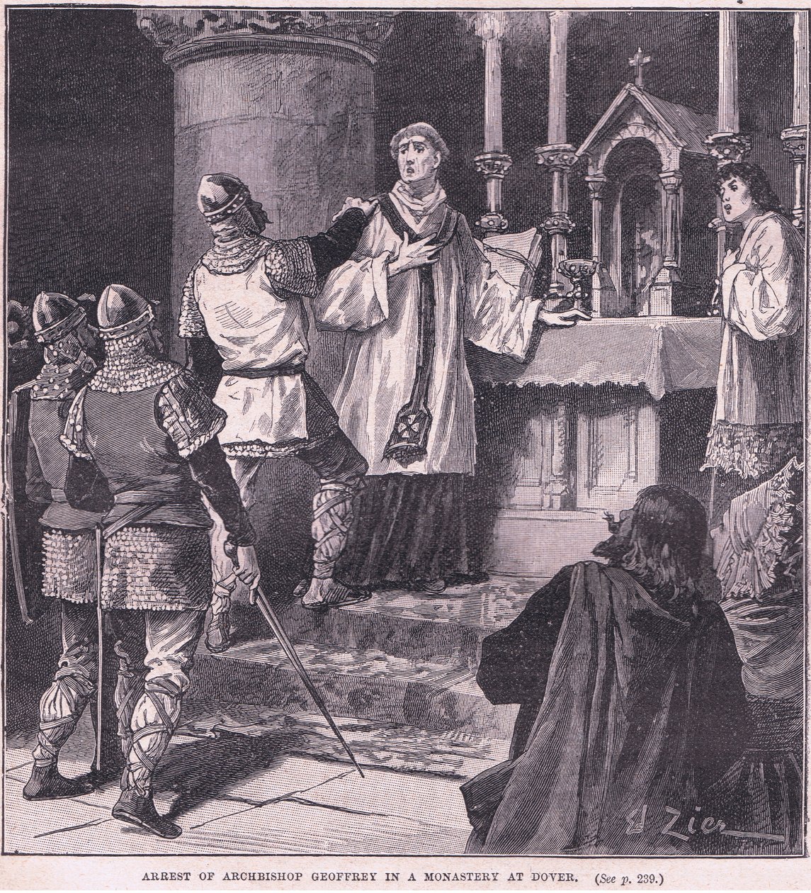 Arkkipiispa Geoffreyn pidätys Doverin luostarissa 1191 jKr tekijältä Francois Edouard Zier