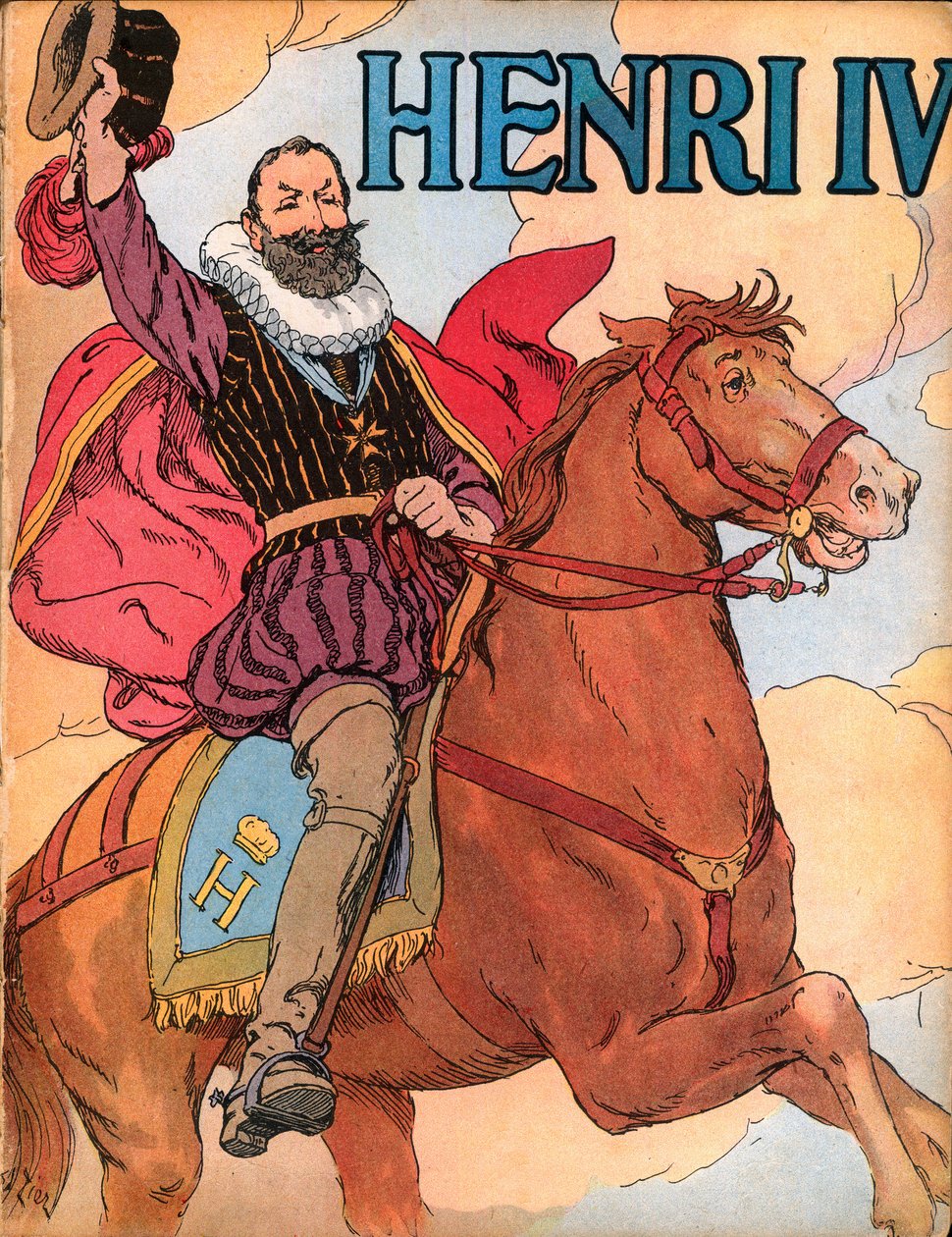 Kuningas Henrik IV (1553-1610) (Ranskan kuningas Henri IV) Francois Edouard Zierin (1856-1924) kuvitus teoksessa Our-glories-nationales”” 1920 tekijältä Francois Edouard Zier