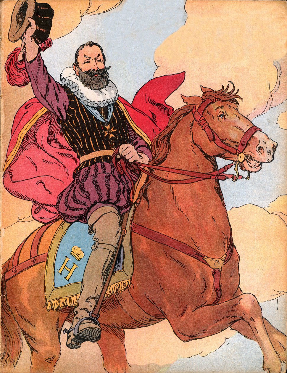 Kuningas Henrik IV (1553-1610) (Ranskan kuningas Henri IV) Francois Edouard Zierin (1856-1924) kuvitus teoksessa Our-glories-nationales”” 1920 tekijältä Francois Edouard Zier