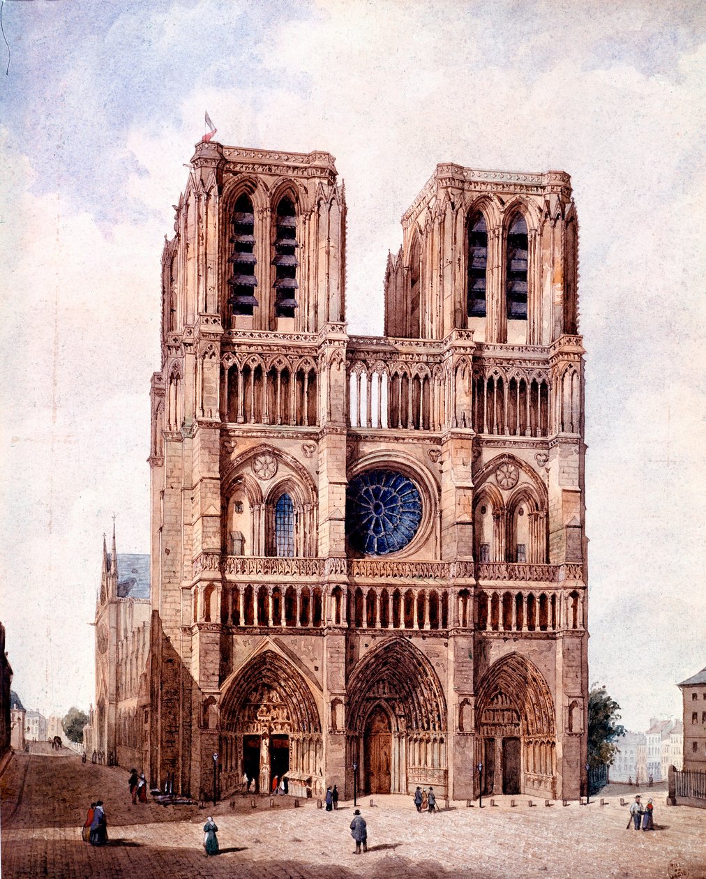 Notre Damen katedraalin julkisivu Pariisissa François Etienne Villeret