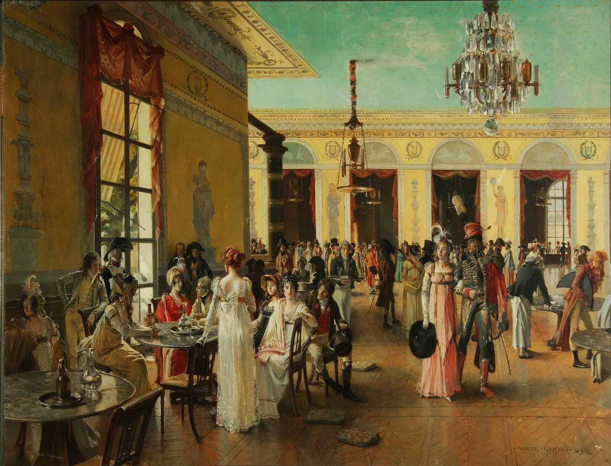 Café Frascati Kohtaus Napoleonin ajalta =, 1893 tekijältä Francois Flameng