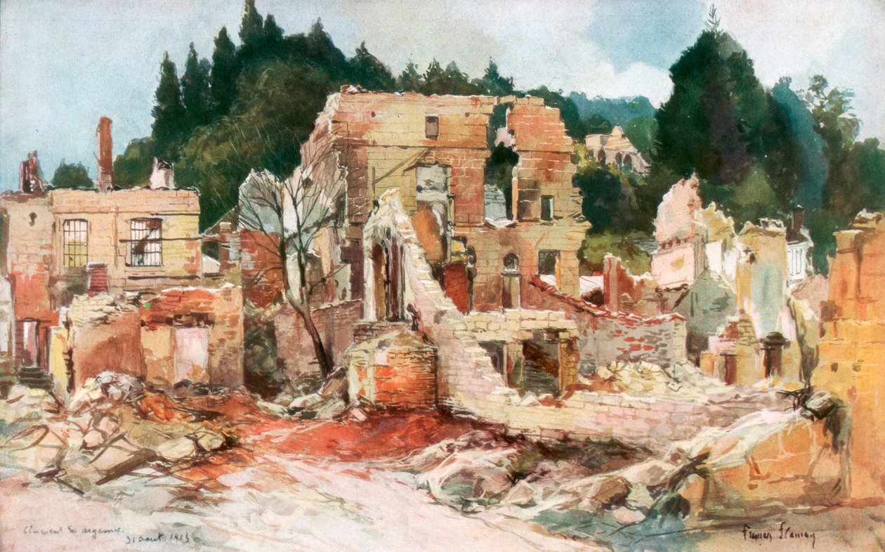 Clermont-en-Argonne, Ranska, elokuu 1915, 1926. tekijältä Francois Flameng