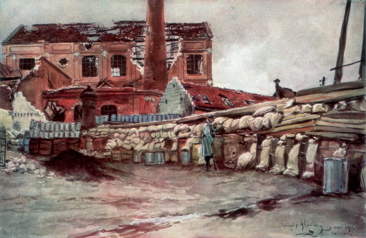Tehdasbarrikadi, Soissons, Ranska, 20. toukokuuta 1915, 1926. tekijältä Francois Flameng