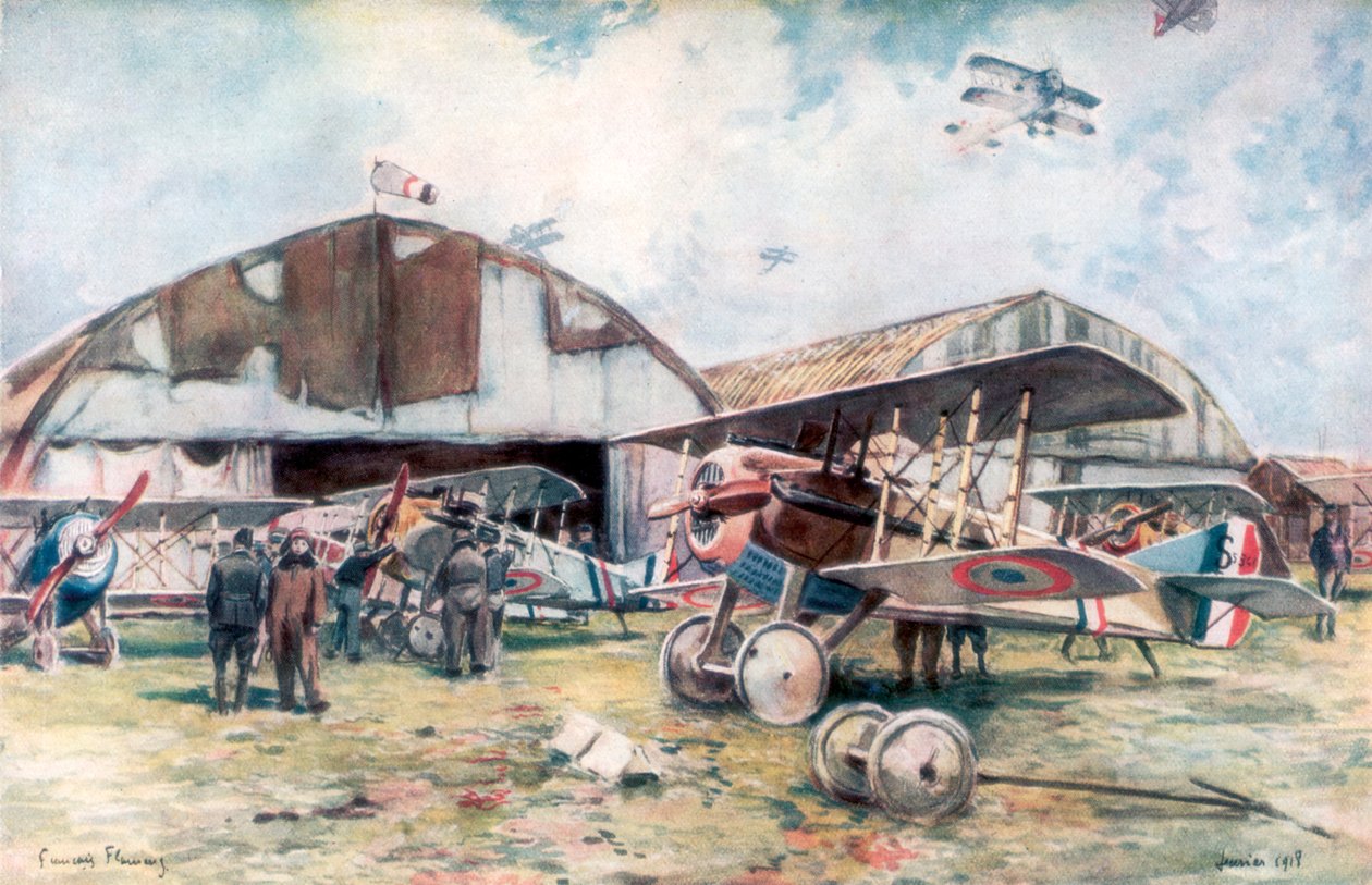 Ranskan hävittäjälentueen lentopaikka, 1918, 1926. tekijältä Francois Flameng