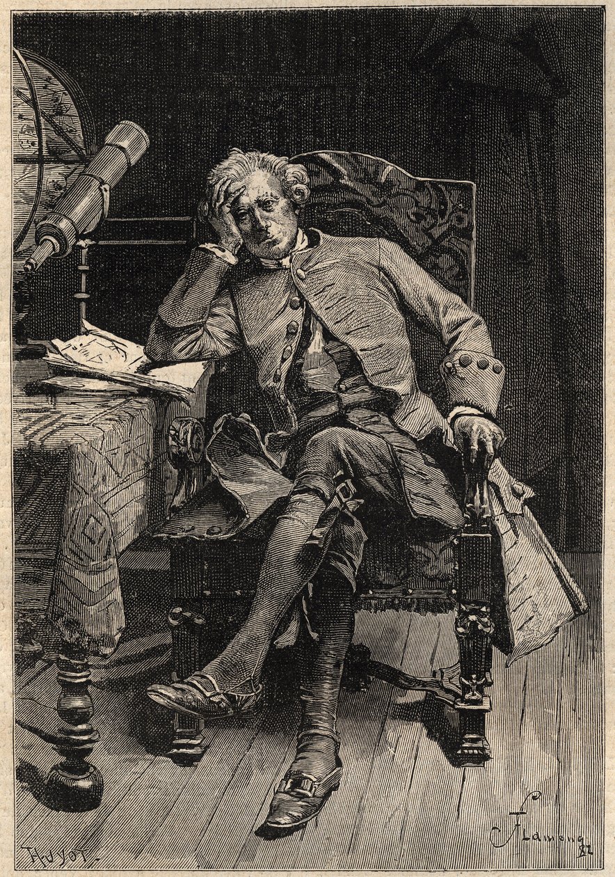 Guy Mannering - 1800-luvun kuvitus Walter Scottin romaanille "Guy Mannering tai Astrologi" (1771-1832), kaiverrus Flamengin mukaan tekijältä Francois Flameng