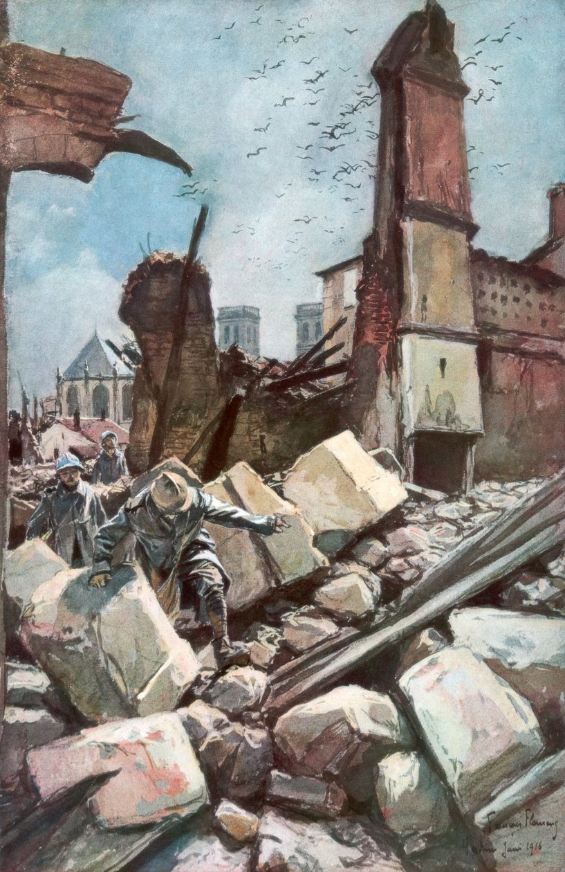 Verdunin vanhoilla muureilla, Ranskassa, kesäkuussa 1916, 1926. tekijältä Francois Flameng