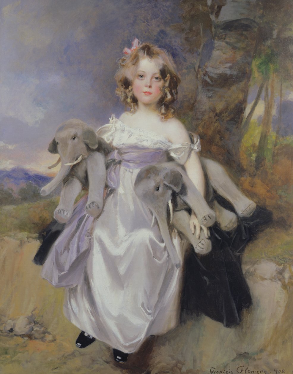 Muotokuva tytöstä lelunorsujen kanssa, 1908 tekijältä Francois Flameng