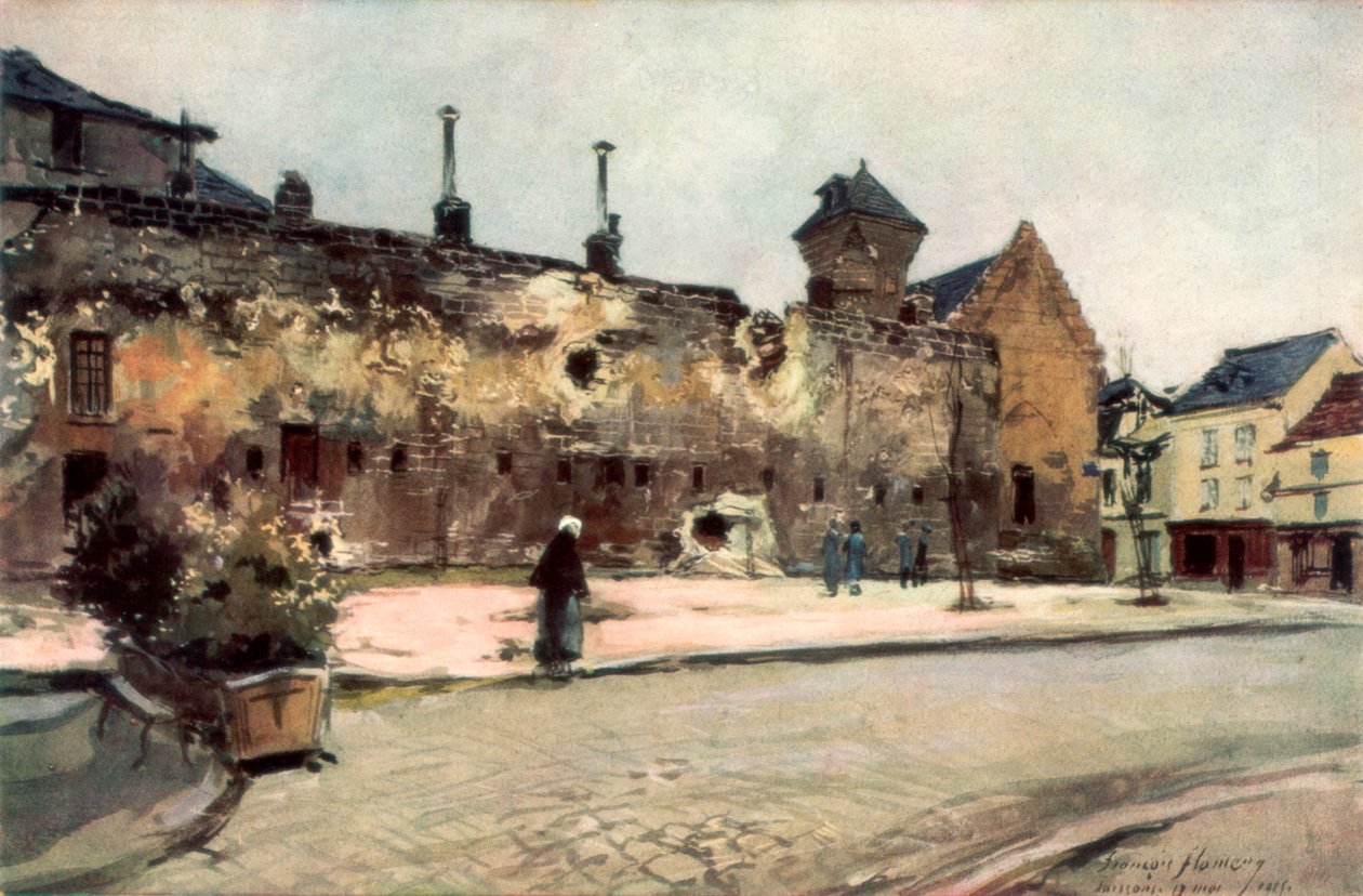 Kasarmi Soissonsissa, Ranskassa, 1915, 1926. tekijältä Francois Flameng