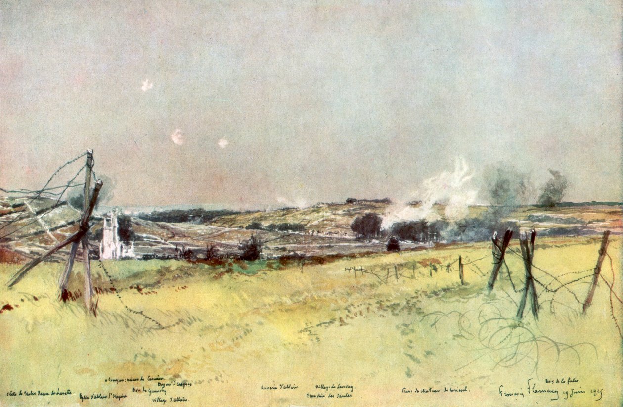 Ablainin ja Souchezin kirkko, Artois, Ranska, 19. kesäkuuta 1915, 1926. tekijältä Francois Flameng