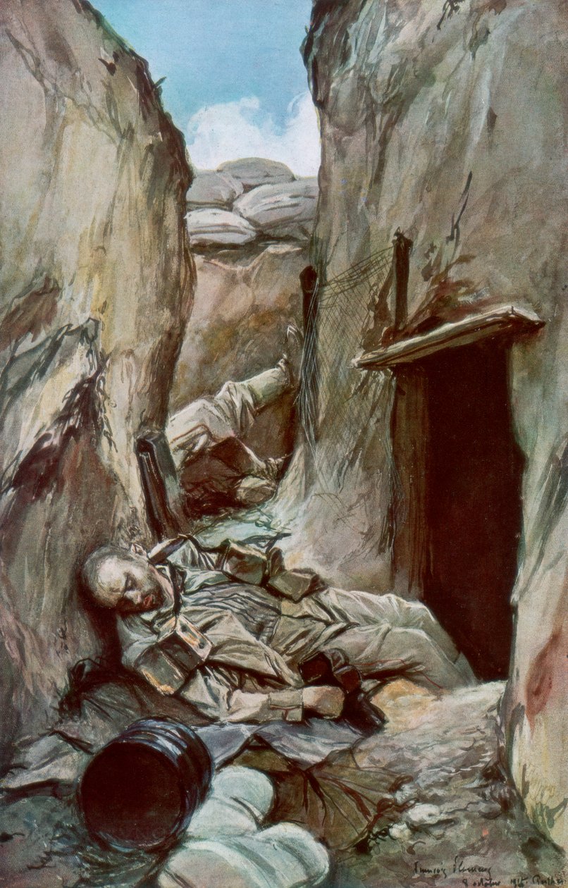 Perthesin valloitetut juoksuhaudot, Champagne, Ranska, lokakuu 1915, 1926. tekijältä Francois Flameng