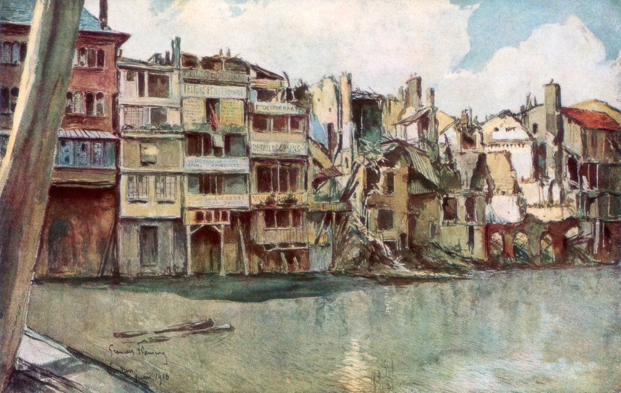 Maas-joki, Verdun, Ranska, kesäkuu 1916, 1926. tekijältä Francois Flameng