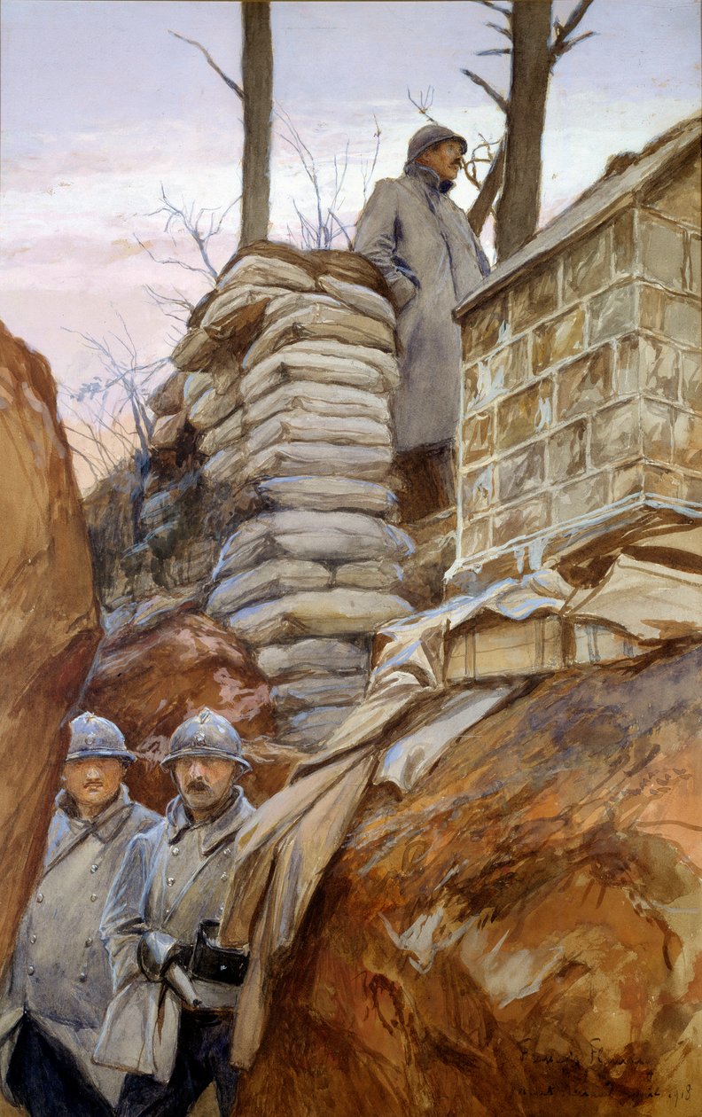 Mont Renault -näköalapaikka (huhtikuu 1918). François Flamengin (1856-1923) maalaus tekijältä Francois Flameng