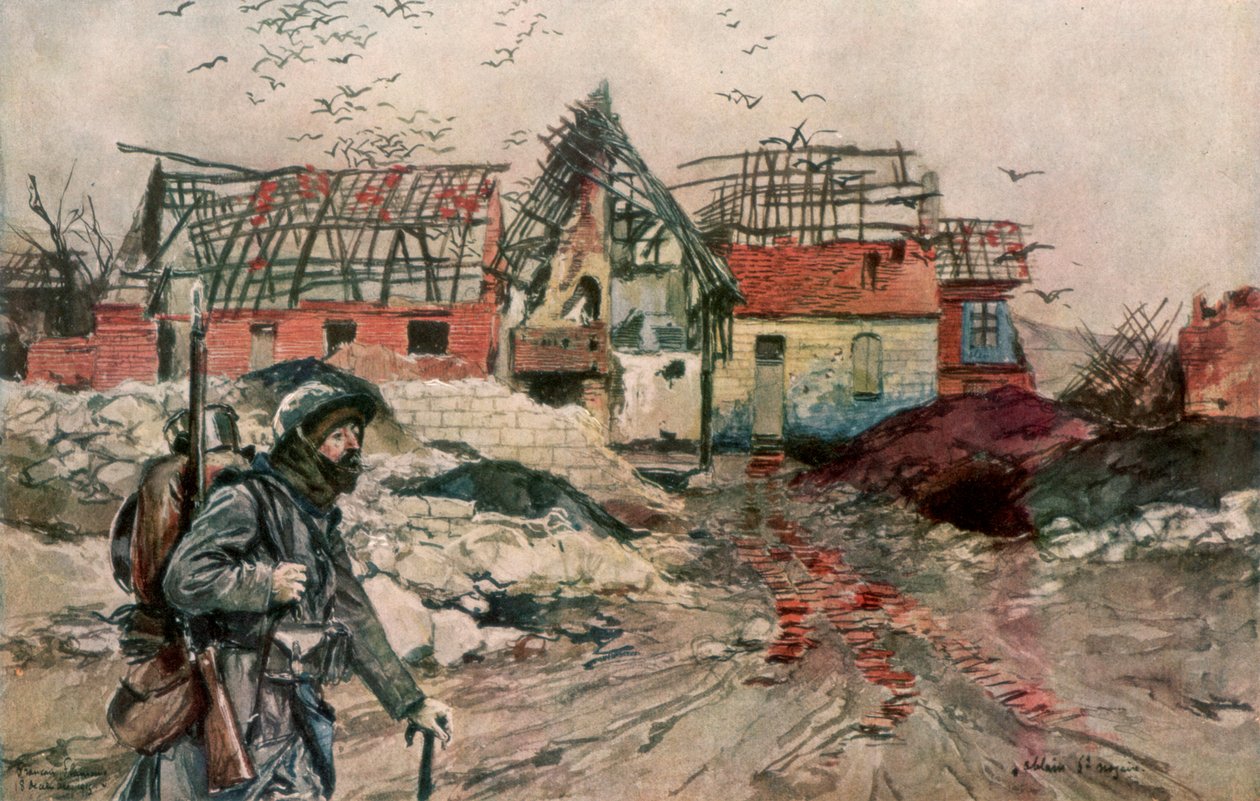 Ablain-Saint-Nazairen rauniot, Artois, Ranska, 18. joulukuuta 1915, 1926. tekijältä Francois Flameng